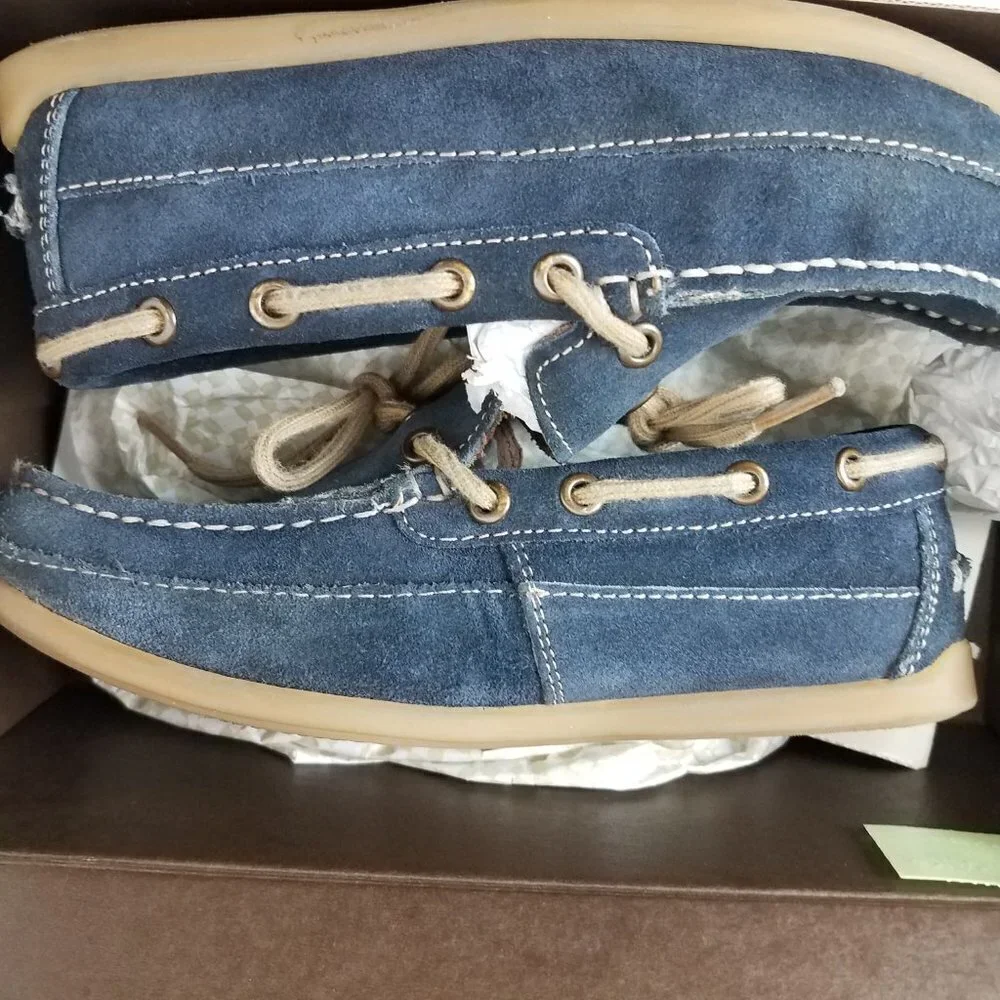 Florsheim Boat Shoe Jasper Tie Jr. Suede Genuine Leather Navy Blue Boys 1.5